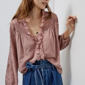 Anthropologie Stephine Lace Buttondown Size 2